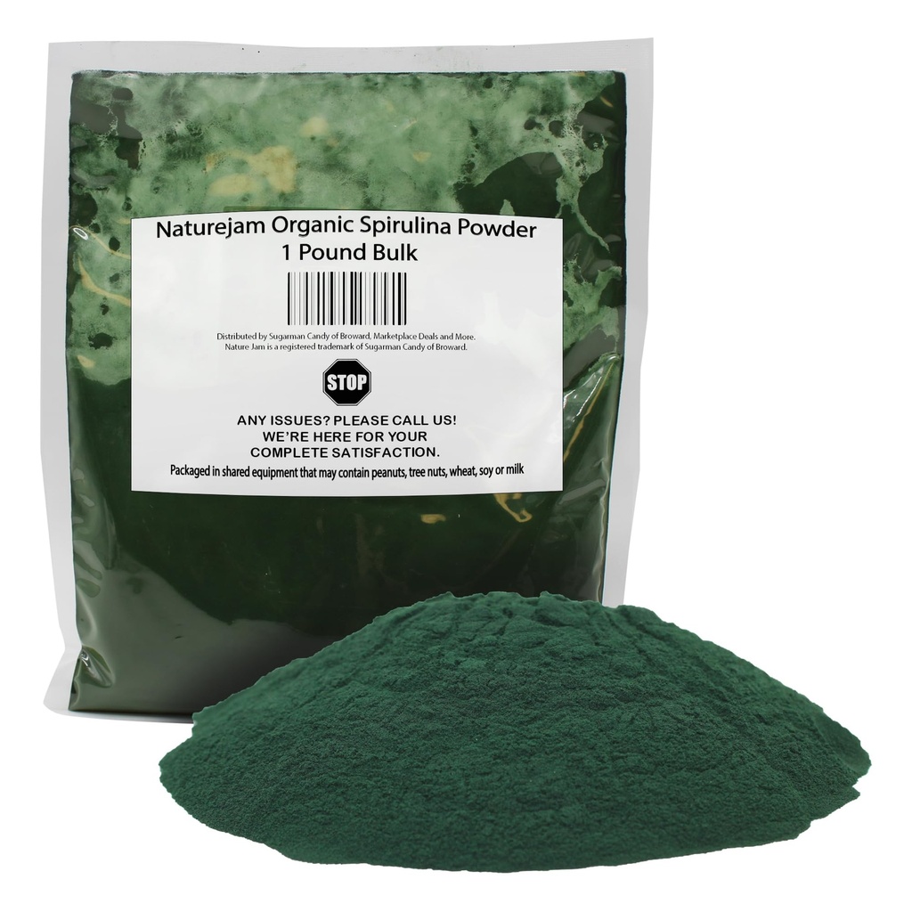 Naturejam Organic Spirulina Powder 1 Pound Bulk-Premium Culinary Grade for Smoothies