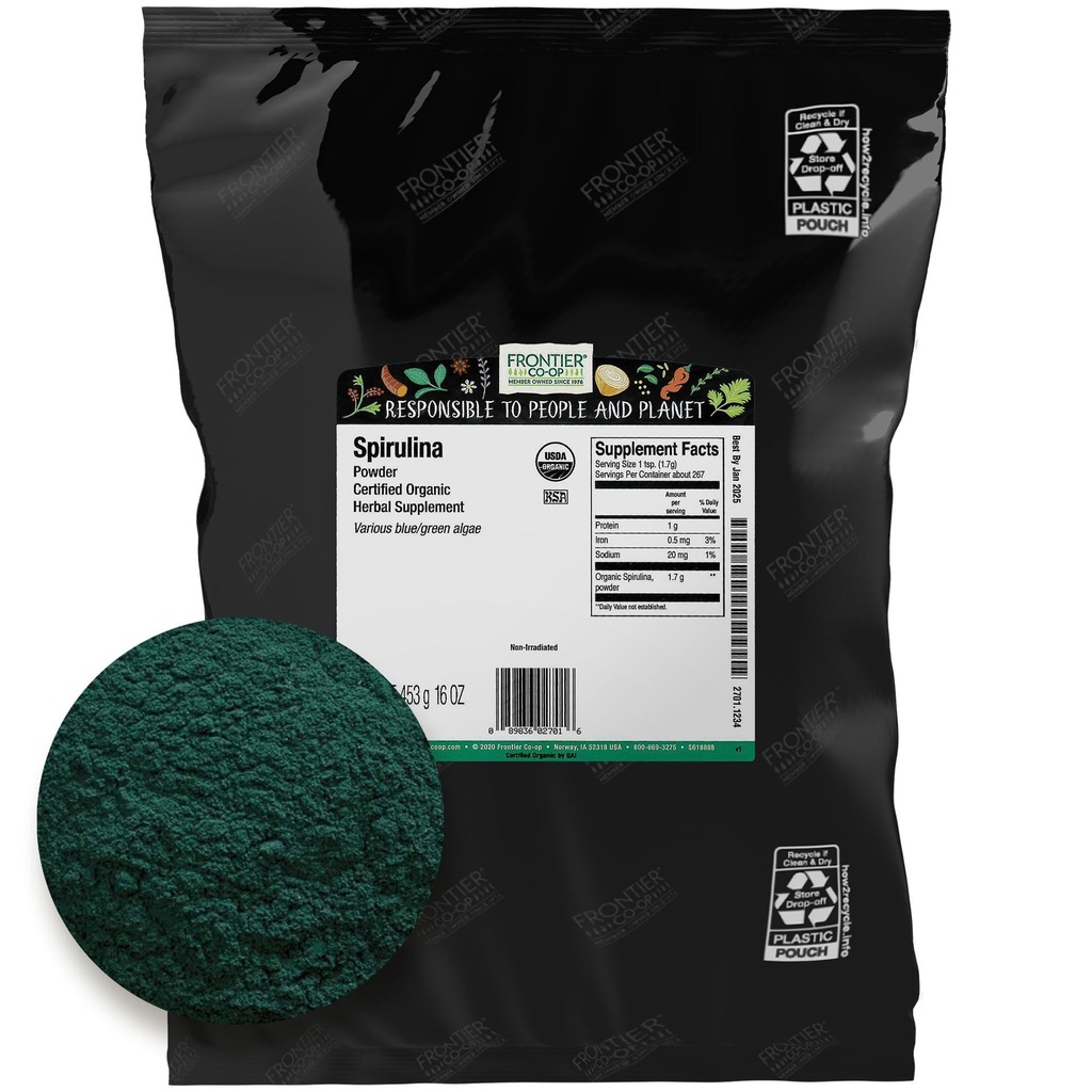 Frontier Spirulina Powder Organic, 1 Pound