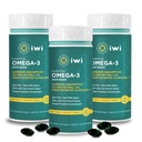 Iwi Omega-3 Essential, 90 Softgels (90 Servings), Plant-Based Algae Omega 3 with EPA + DHA, Brain, Heart & Immune Support Dietary Supplement, Krill & Fish Oil Alternative, No Fishy Aftertaste