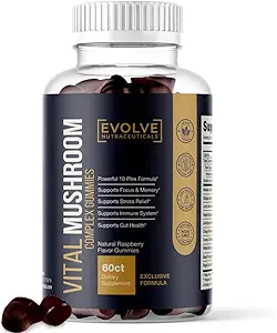 Vital Mushroom, Super Complex Blend Gummies, Nootropic, Cognitive Clarity, Gut Support, Immune Fortifying, Delicious Raspberry Flavor.