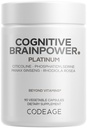 Codeage Cognitive Brainpower Platinum Supplement - Cognizin Citicoline, KSM-66 Ashwagandha, Panax Ginseng, Rhodiola, Phosphatidylserine, Ginkgo, Ubiquinol CoQ10, Liposomal - Non-GMO - 90 Capsules