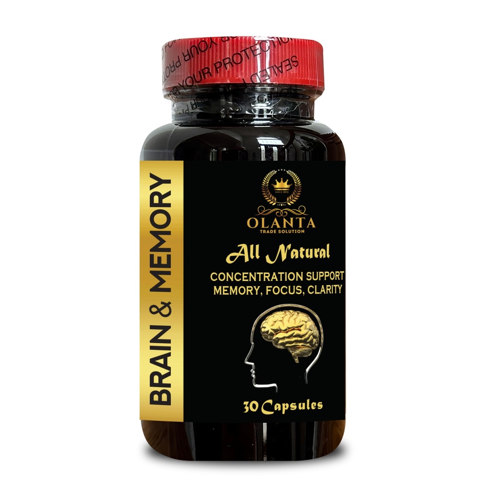 BRAIN MEMORY SUPPORT - memory booster, Brain Supplement for Mental Alertness, Focus & Concentration, Cognivive, Memory & Focus, Supports Brain Health, Performance - 1 Bottle 30 Capsules.