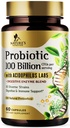 Probiotics 100 Billion CFU per Serving - 10 Strains & Prebiotics - Digestive Health, Gut & Immune Support - Supports Occasional Constipation, Gas & Bloating - Shelf Stable Bottled USA - 60 Capsules