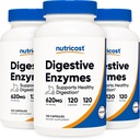 Nutricost Digestive Enzymes 620mg, 120 κάψουλες Veggie (3 φιάλες) - Ολοκληρωμένο συμπλήρωμα Digestive Enzyme