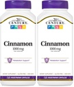 21st Century 1000 mg Cinnamon Vegetarian Capsules, Cinnamon Supplements Supports Sugar Metabolism, Gluten-Free, Non-GMO, No Added Preservatives or Artificial Flavors, 120 Count (Pack of 2)