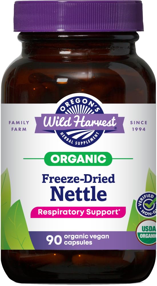 Oregon's Wild Harvest, Certified Organic Nettle Capsules with Stinging Hairs, Allergy Supplement, 600 mg, 90 Capsules