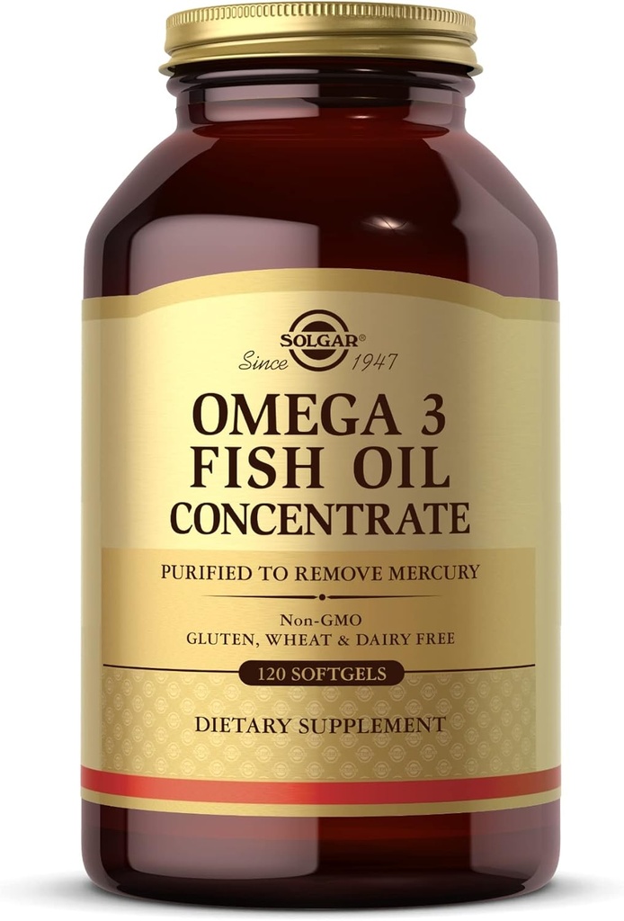 Solgar Omega-3 Fish Oil Συμπυκνωμένο - 120 Softgels - Υποστήριξη για Κοινή & Μεταβολική Υγεία - Χωρίς γλουτένη, Μη ΓΤΟ, Γαλακτοκομικά Χωρίς - 60 Μερίδες