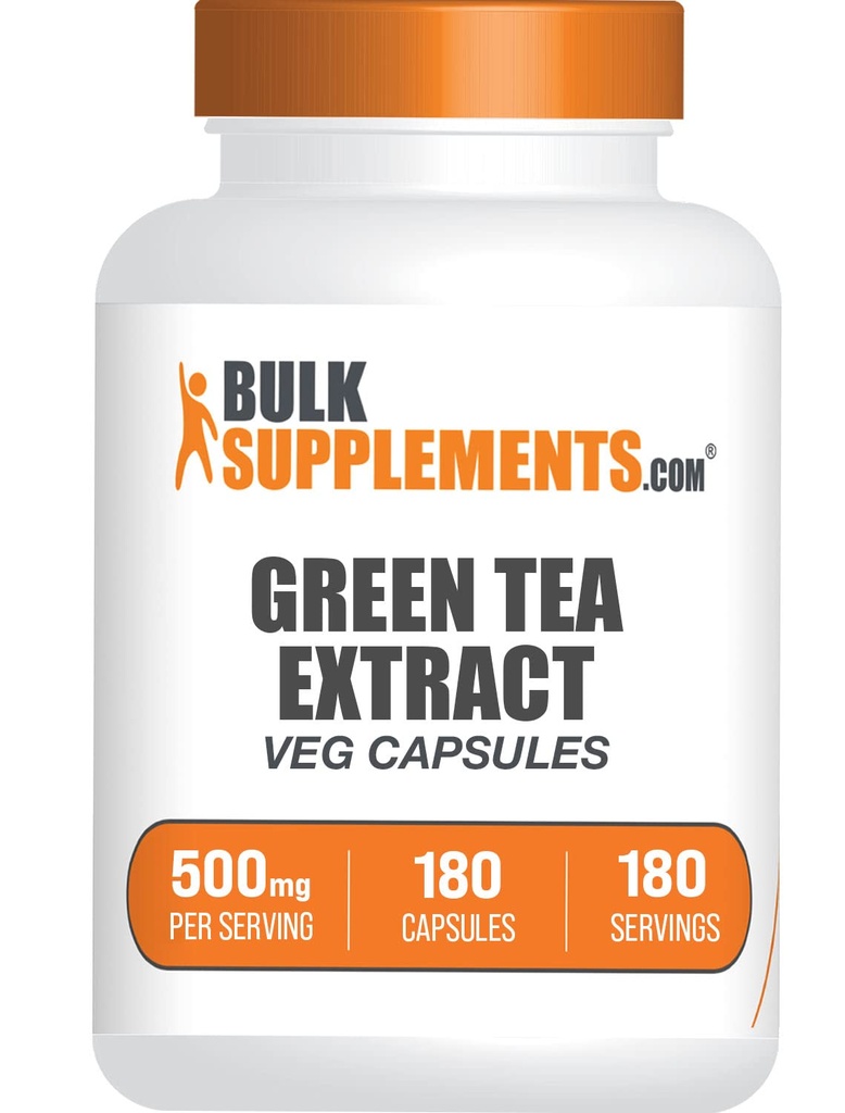 BulkSupplements.com Κάψουλες εκχύλισμα πράσινου τσαγιού - συμπλήρωμα πράσινου τσαγιού, εκχύλισμα πράσινου τσαγιού 500mg, Χάπια πράσινου τσαγιού - Vegan & Χωρίς γλουτένη, 1 κάψουλα ανά υπηρεσία, 180 κάψουλες λαχανικών (πακέτο του 1)