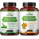 Zazzee Slimming Herbal Supplement Bundle | High Strength Conjugated Linoleic Acid Softgels Plus EGCG Green Tea Extract Capsules | Non-GMO & ISO Lab Tested