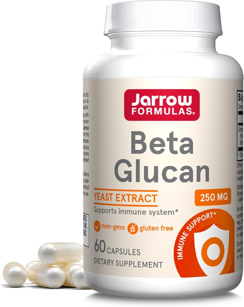 Jarrow Formulas Beta Glucan 250 mg - 60 Κάψουλες - Υποστήριξη της Ανοσοποιητικής λειτουργίας - Εξαγωγή υψηλής καθαρότητας - Πατενταρισμένο Προετοιμασία - 60 Σερβιέτες