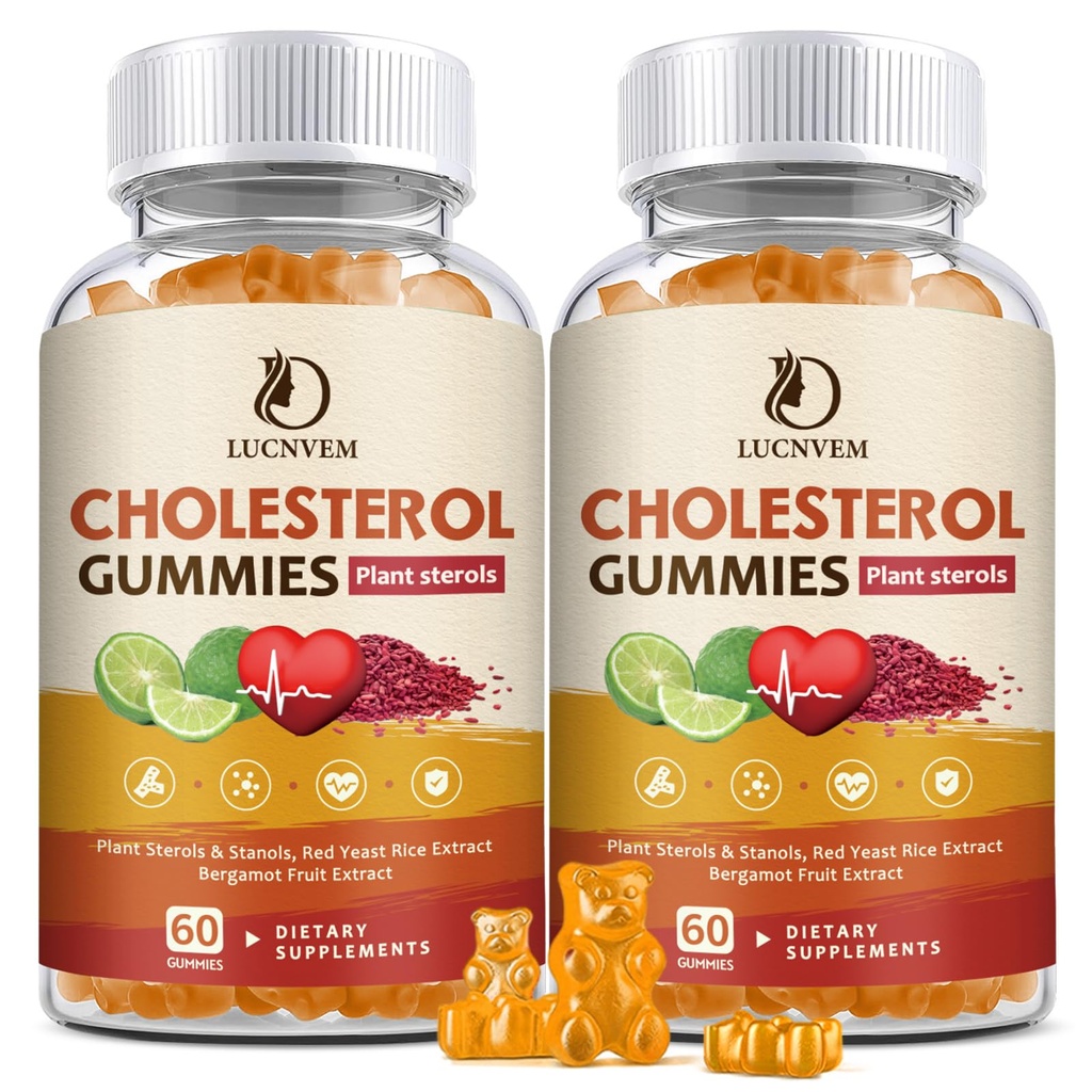 (2 Pack) Cholesterol Συμπληρώματα Gummies για Cholesterol Healthy, Plant Sterols & Stanols, Red Yeast Rice, Citrus Bergamot Complex για Cholesterol, Διατηρήστε υγιή επίπεδα χοληστερόλης - 60 ημέρες προσφοράς