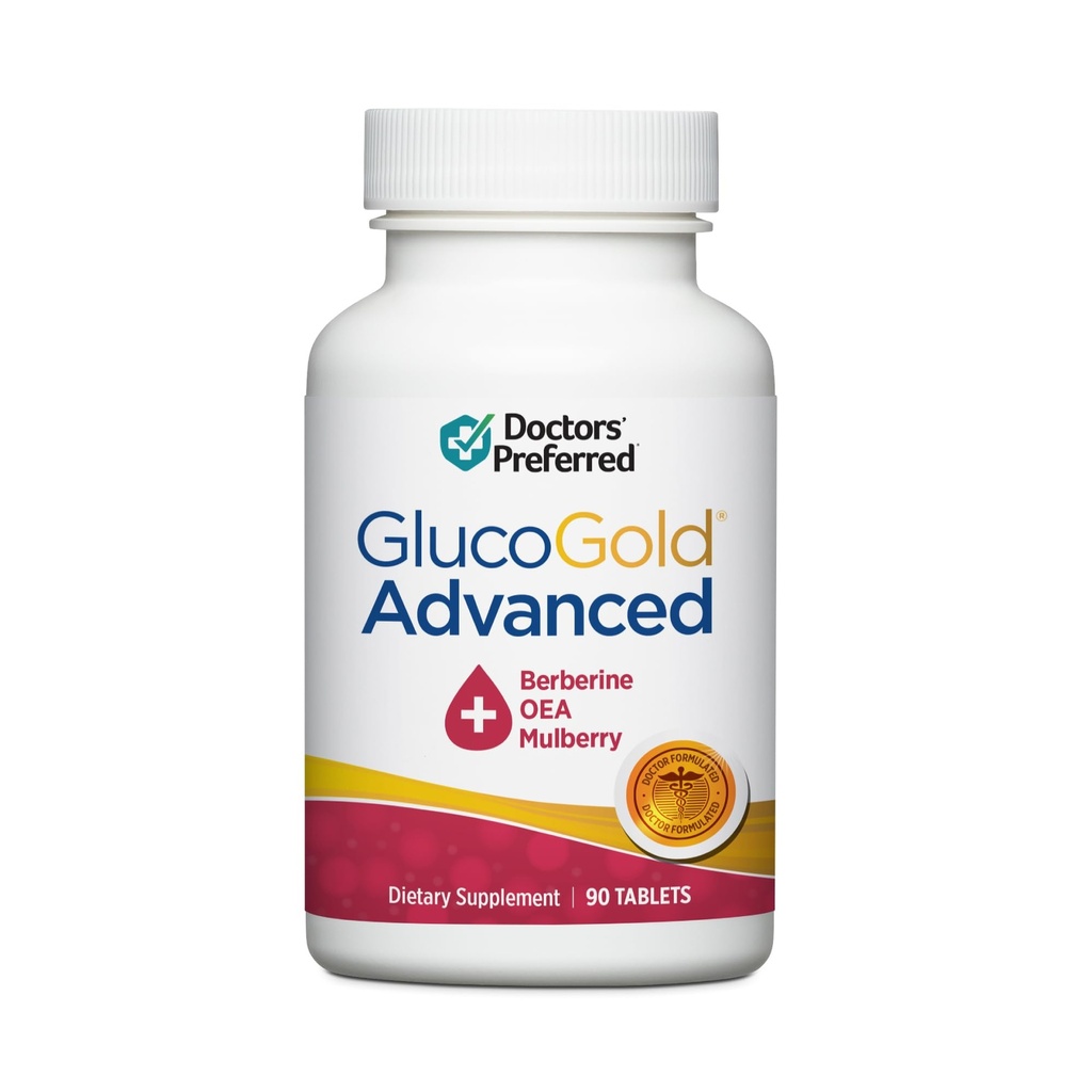 DOCTORS' PREFERRED Berberine with Cinnamon and Chromium GlucoGold Advanced 1000mg, 90 Tablets