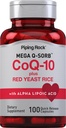 Piping Rock CoQ10 120mg | 100 Capsules | with Red Yeast Rice and Alpha Lipoic Acid | Mega Q-Sorb Coenzyme Q10 | Non-GMO, Gluten Free Supplement