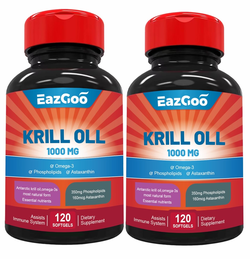 Έλαιο κριλ Ανταρκτικής 1000mg, συμπλήρωμα Ωμέγα 3, ΕΠΑ, DHA, φωσφολιπίδια και Ασταξανθίνη - 240 Softgels