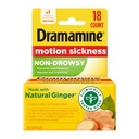 Dramamine Motion Sickness Raspberry Cream Chewable Tablets 12 Count 2 Pack and Ginger Capsules 18 Count