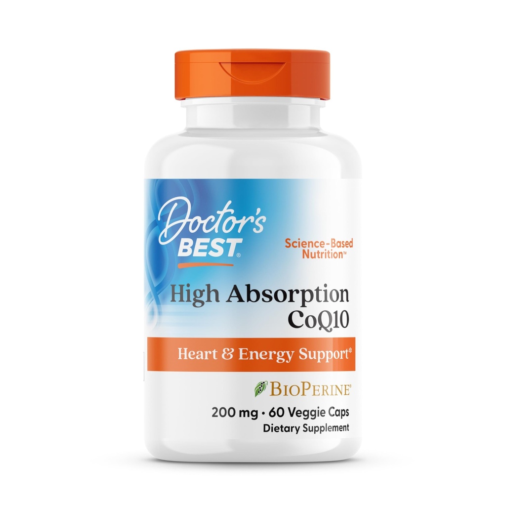 Best Υψηλή Απορρόφηση του γιατρού CoQ10 200mg με BioPerine Συμπλήρωμα - Συνένζυμο Q10 Caps για την Υγεία της Καρδιάς & Αντιοξειδωτικά Υποστήριξη, CoQ10 200 mg για γυναίκες & άνδρες, Μη ΓΤΟ - 60 Κάψουλες Veg