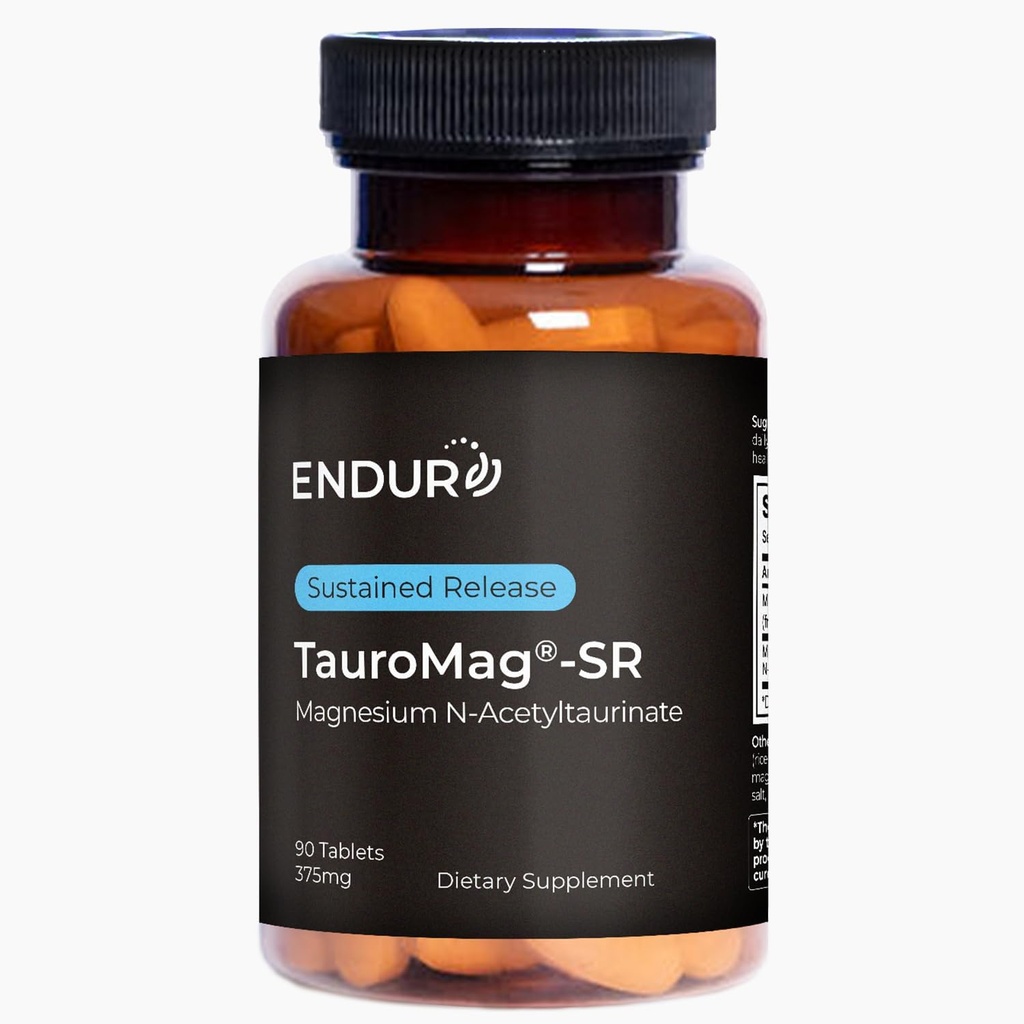 Endur TAUROMAG-SR Μαγνήσιο N- Acetyltaurinate, Συμπλήρωμα Εγκεφαλικής Υγείας, βοηθά στην προώθηση της λειτουργίας μνήμης, χωρίς γλουτένη, 375mg (90 δισκία)