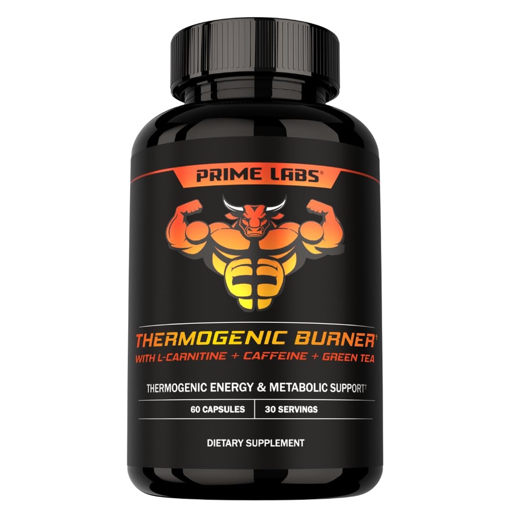 Prime Labs Θερμογόνος καύση λίπους για τους άνδρες - συμπλήρωμα απώλειας βάρους - με L-καρνιτίνη, καφεΐνη, & Πράσινο τσάι - Θερμογόνο Ενέργεια & Μεταβολική Υποστήριξη - Third-Party Tested, Made in the USA - 60 Count