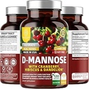 Number One Nutrition Premium D Mannose συμπλήρωμα για γυναίκες και άνδρες [Max Strength, 1350MG] Φυσικό D-Mannose με Cranberry, Hibiscus και Dandelion για την ουρική τραχεία υγεία, 120 Count