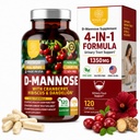 Number One Nutrition Premium D Mannose συμπλήρωμα για γυναίκες και άνδρες [Max Strength, 1350MG] Φυσικό D-Mannose με Cranberry, Hibiscus και Dandelion για την ουρική τραχεία υγεία, 120 Count