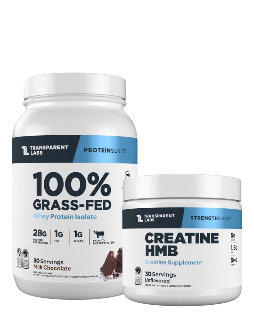 Διαφανή εργαστήρια Grass-Fed Whey Protein Isolate, σοκολάτα γάλακτος, Creatine HMB, Unflaved - 30 εξυπηρετούν
