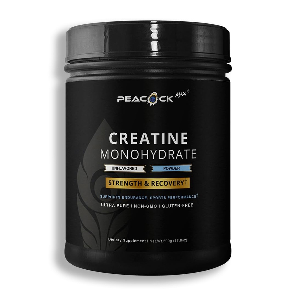 Creatine Monohydrate Powder – 500g (5g per Serving), Creatine Powder Unflavored Supplement for Muscle Support, Gluten-Free, Non-GMO, Lactose & Soy Free