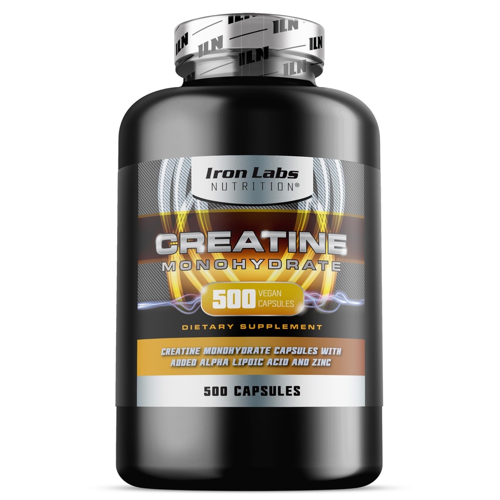 Iron Labs Nutrition Creatine Monohydrate (500 Κάψουλες) - 3900mg ανά Σερβίρισμα - Αρωματικές Κάψουλες - Υψηλής Δύναμης Creatine για Άνδρες & Γυναίκες