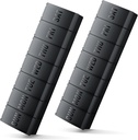 Big Pill Organizer 2 Pack, Easy-Open Weekly Pill Organizer, XL Daily Pill Organziers, 7 Day Medicine Pill Organziers, Medicine Box 7 Day for Large Vitamin Supplements (Double Black)