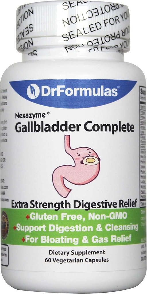 DrFormulas 18 Digestive Enzymes to Support Gallbladder and Pancreatic Enzymes with Amylase, Protease, Lipase, Lactase, Cellulase, Bromelain 60 Κάψουλες