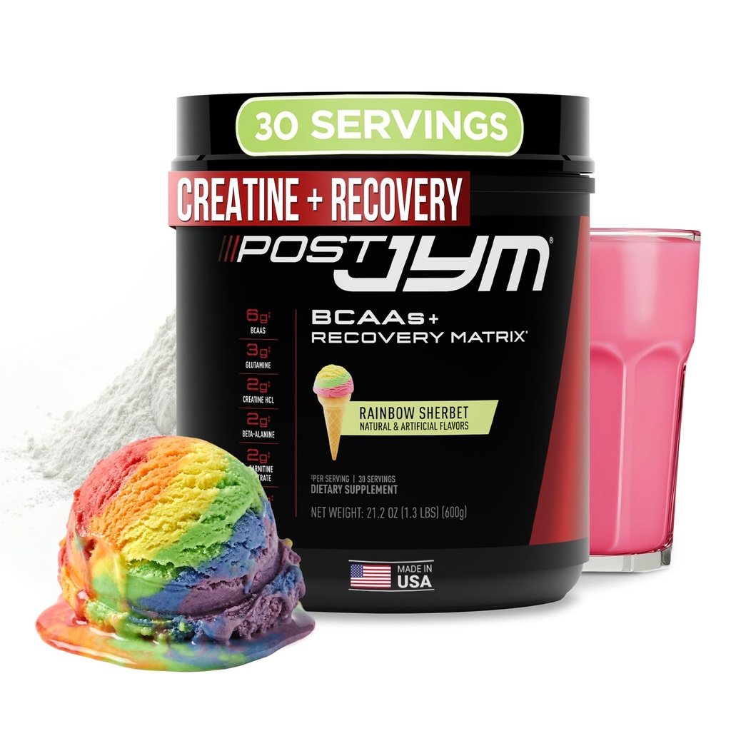 JYM Supplement Science Post JYM Active Matrix Rainbow Sherbet Amino Recovery Powder Pure Creatine HCL, BCAA’s, Γλουταμίνη, Καρνιτίνη, Betaine, Ταυρίνη για δύναμη, επισκευή, απόδοση 30 Υπηρεσίες