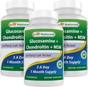 Best Naturals, Γλυκοζαμίνη Συμπληρώματα MSM χονδροϊτίνης, 2600 mg ανά υπηρεσία, 90 κάψουλες (90 Count (Pack of 3))