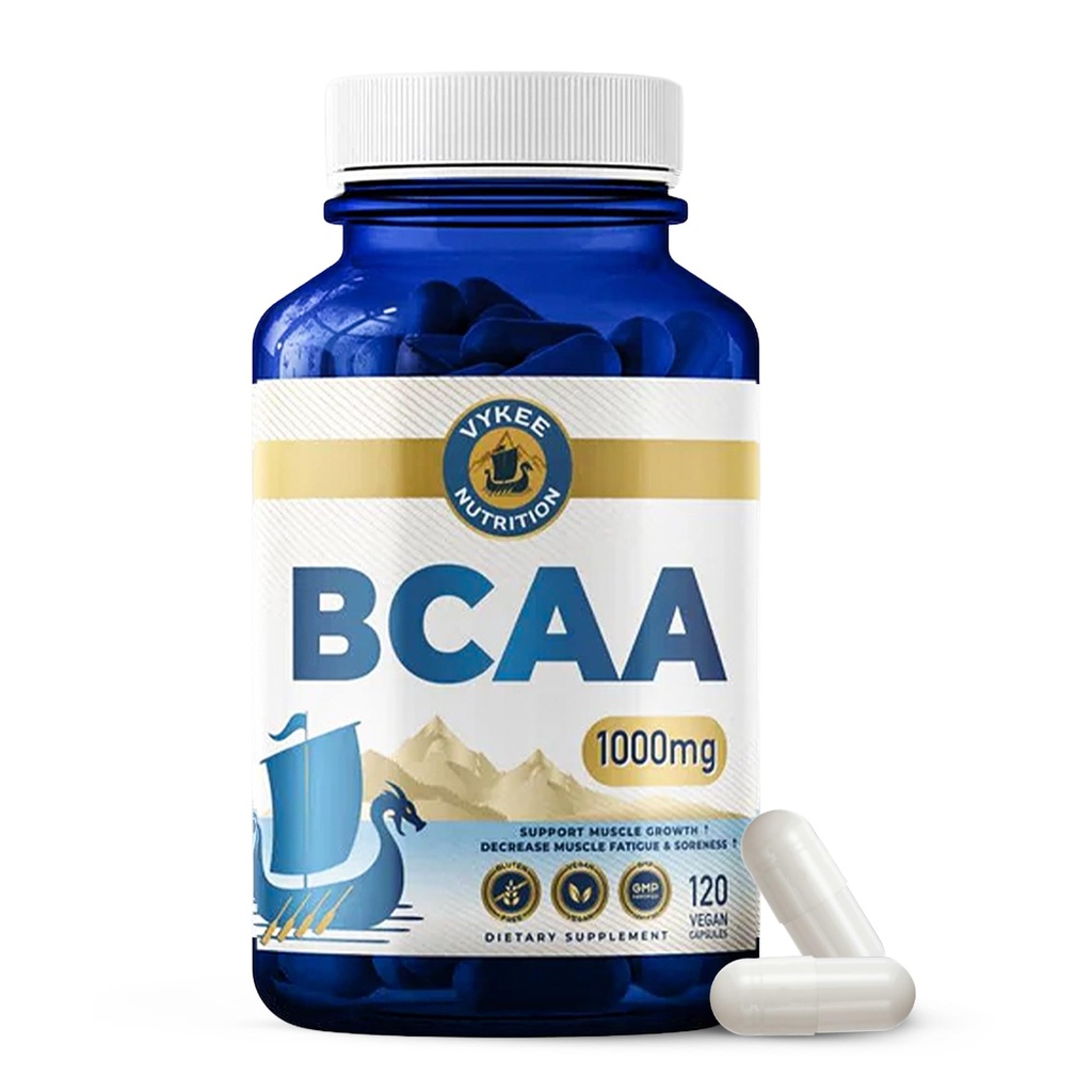 Κάψουλες BCAA Διατροφής Vykee – Υποστηρίζει την ανάπτυξη των μυών, την ανάκτηση, & τη σύνθεση πρωτεϊνών – Vegan, μη ΓΤΟ, Gluten-free – 1,000 mg, 120 Count