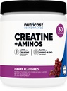 Nutricost Creatine + Aminos 30 Σερβίρεις (Γευστικό σταφύλι) - 5.000mg Creatine Monohydrate + 5000mg Amino BCAA Blend Per Serving