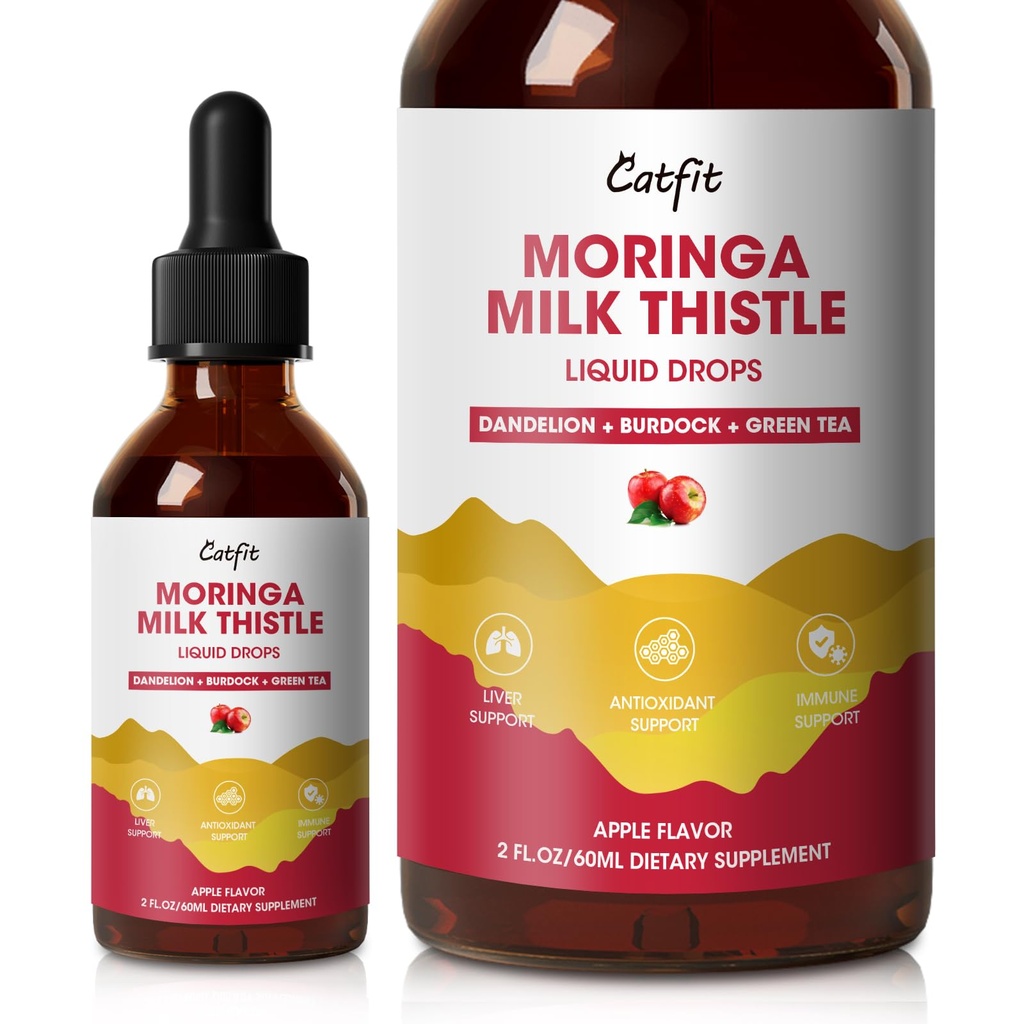 Γάλα Thistle Ήπαρ Detox Drops Apple Flavor – Liver Cleanse Detox & Επισκευή με Moringa, Dandelion, Burdock & Πράσινο Τσάι – Βότανο συμπλήρωμα υγρών για την υποστήριξη του ήπατος και την υγεία του ήπατος, Vegan, 2 Fl Oz