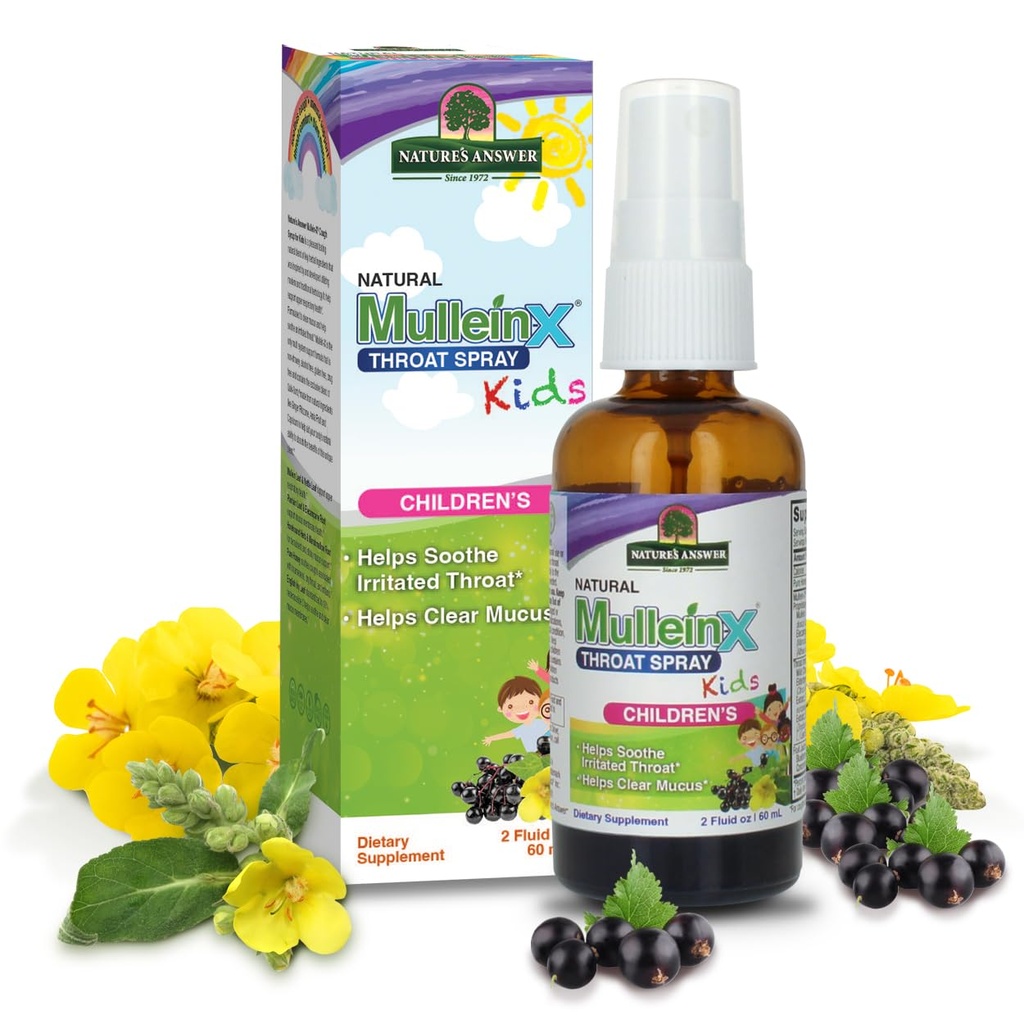 Nature's Reply Mulein X Kids Laroat Spray 2oz - Χωρίς γλουτένη, Χωρίς χορτοφαγικά, Χωρίς αλκοόλ, Μη ΓΤΟ, Καθαρίζει Mucus, Καταπραΰνει Ερεθισμένο Λαρύγγι, Κατασκευασμένο στις ΗΠΑ - Υποστήριξη για Παιδιά, Τοντωτές- Μέγεθος Ταξιδίου