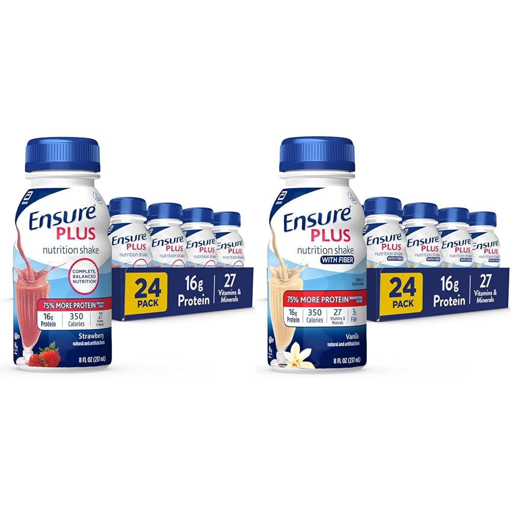 Εξασφαλίστε Plus Nutrition Shake with 16 Grams of Protein & Sure Plus Liquid Nutrition Shake with Fiber, 16 Grams of Protein, Vanilla, 8 Fl Oz Bottle (Pack of 24)