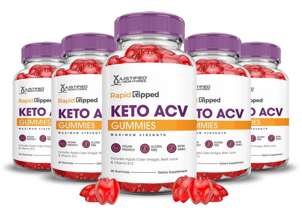 (5 Pack) Rapid Rippped Keto ACV Gummies Advanced Formula 1000MG Rapidripped Keto Gummies Apple Cider Vinegar Formated with Roomegranate Beet Buice Powder B12 Vegan Non GMO 300 Gummys