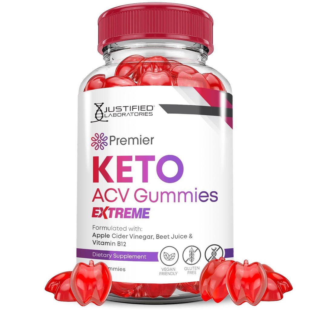 Premier Keto ACV Gummies Extreme 2000MG Premier Keto Gummies Apple Cider Vinegar Formed with Pomegranate Beet Juice Powder B12 Vegan Non GMO 60 Gummys