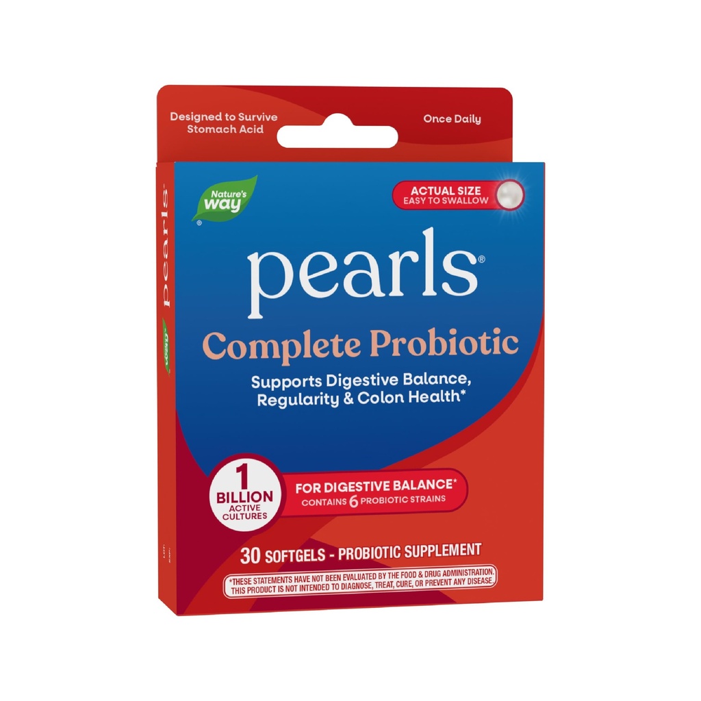 Nature's Way Pearls Complete Probiotic, Supports Digestive Balance*, 1 Billion Live Cultures, Συμπλήρωμα για Άνδρες και Γυναίκες, Δεν απαιτείται ψύξη, 30 softgels (Packaging May Vary)