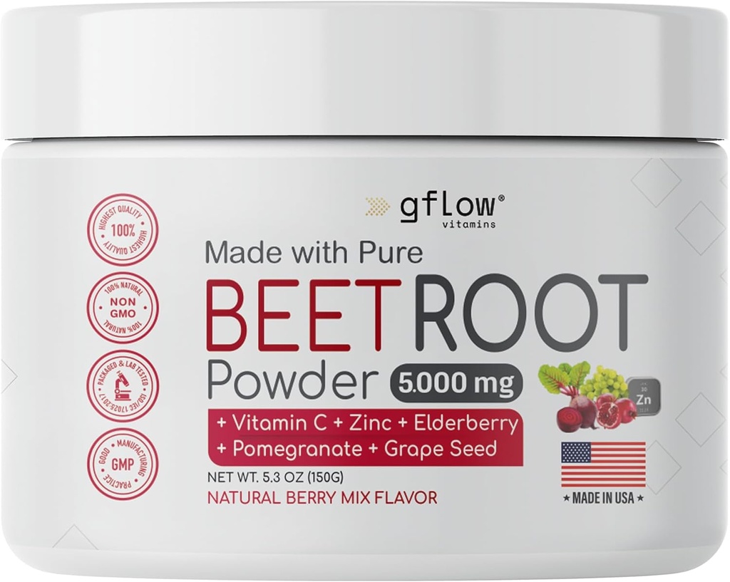 Σκόνη ρίζας τεύτλων - Nitric Oxide Boost and Heart Health - Συμπλήρωμα μη-GMO Superfood - Φυσικό Berry Mix Γεύση, 30 Υπηρεσίες
