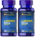 Puritan's Pride L-αργινίνη 500 mg, Υποστήριξη για την Υγεία της Καρδιάς, 100 Count (Pack of 2)