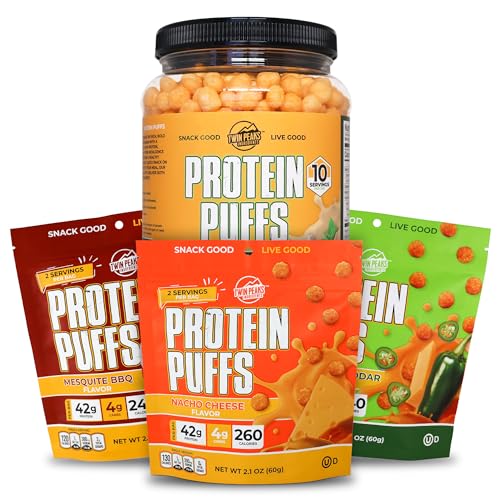 Twin Peaks Low Carb, Keto Friendly Protein Puffs, Σκόρδο Παρμεζάνα (300g, 21g πρωτεΐνη, 2g υδατάνθρακες) + Twin Peaks συστατικά Low Carb, Keto Friendly Protein Puffs, (Variety Pack, 2.1 Ουγγιά), 2 εξυπηρετούν,