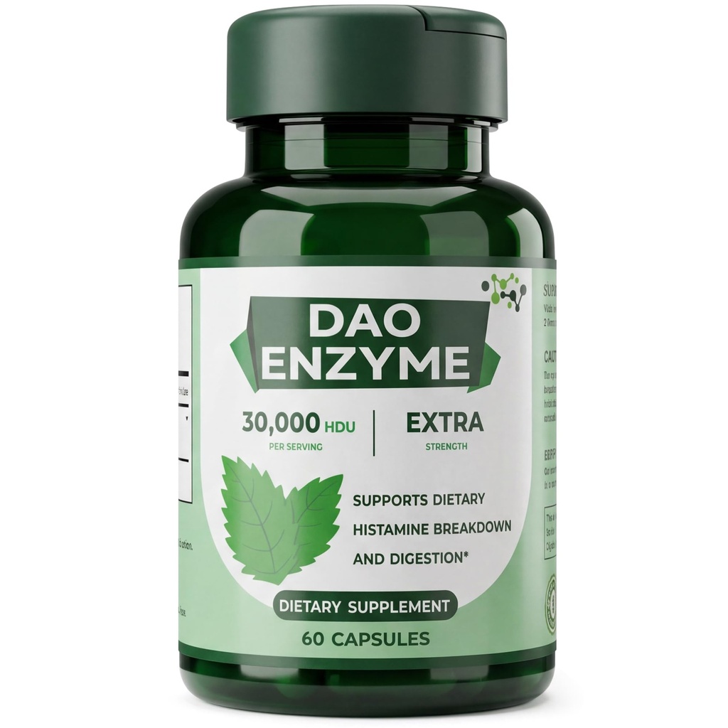 DAO Enzyme – DAO Συμπληρώματα Blocker ισταμίνης για γυναίκες & άνδρες, Digestive Enzymes, Diamine Oxidase, 30.000 HDU για Gut Health & Food S& Histamine Support, 60 Κάψουλες