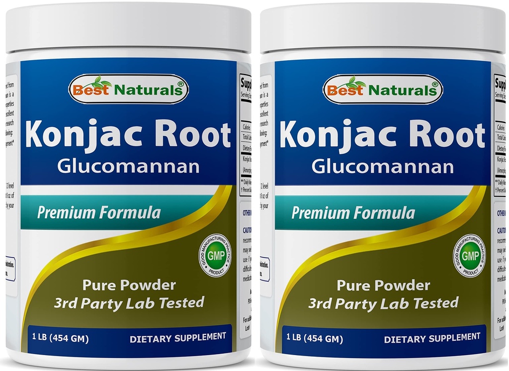 Best Naturals 2 Pack Konjac Glucomannan Root 1 λίρα - 2000 mg ανά υπηρεσία - (Σύνολο 2 Λίρες)