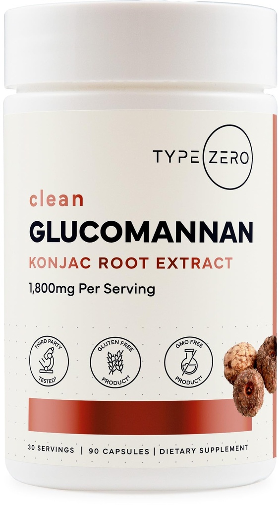 Τύπος μηδέν καθαρό εκχύλισμα ρίζας Glucomannan Konjac (90 κάψουλες)(1.800 MG ανά υπηρεσία) - 30 μερίδες, μη ΓΤΟ, χωρίς γλουτένη