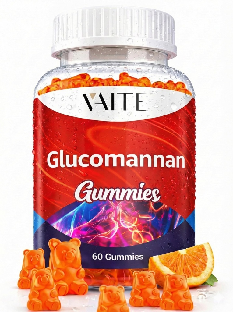 VAITE Glucomannan Gummies 2000mg – Amorphophallus Konjac Root Extract – Plant-based Daily Fiber Support – Vegan Soluble Fiber Supplement – Χωρίς γλουτένη, χωρίς σόγια – 60 Gummies – Εύκολα Μασάμε