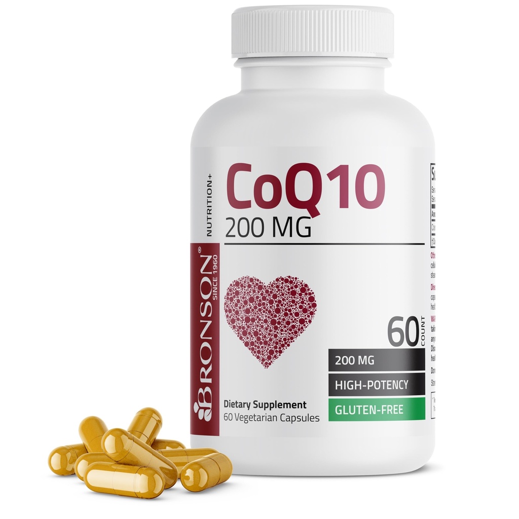 Bronson CoQ10 200 MG Παραγωγή Κυτταρικής Ενέργειας υψηλής ισχύος, 60 κάψουλες χορτοφάγων
