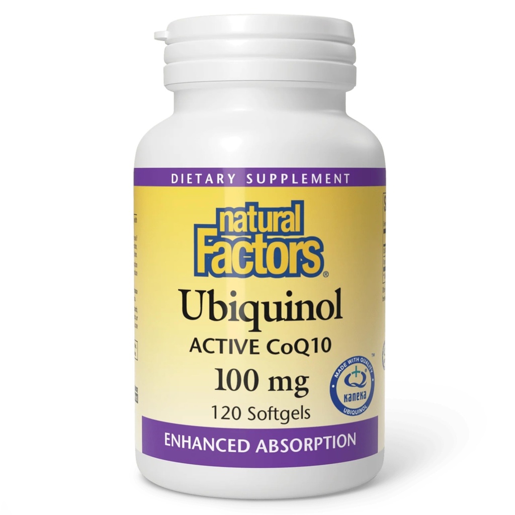 Φυσικοί Παράγοντες Ubiquinol 100 mg - Υποστηρίζει την υγεία της καρδιάς & τη φυσική ζωτικότητα - Συμπλήρωμα αντιοξειδωτικής υποστήριξης με την ανώτερη απορρόφηση - Ενεργειακή υποστήριξη με έλαιο flaxseed - 120 Softgels (120 εξυπηρετούν)