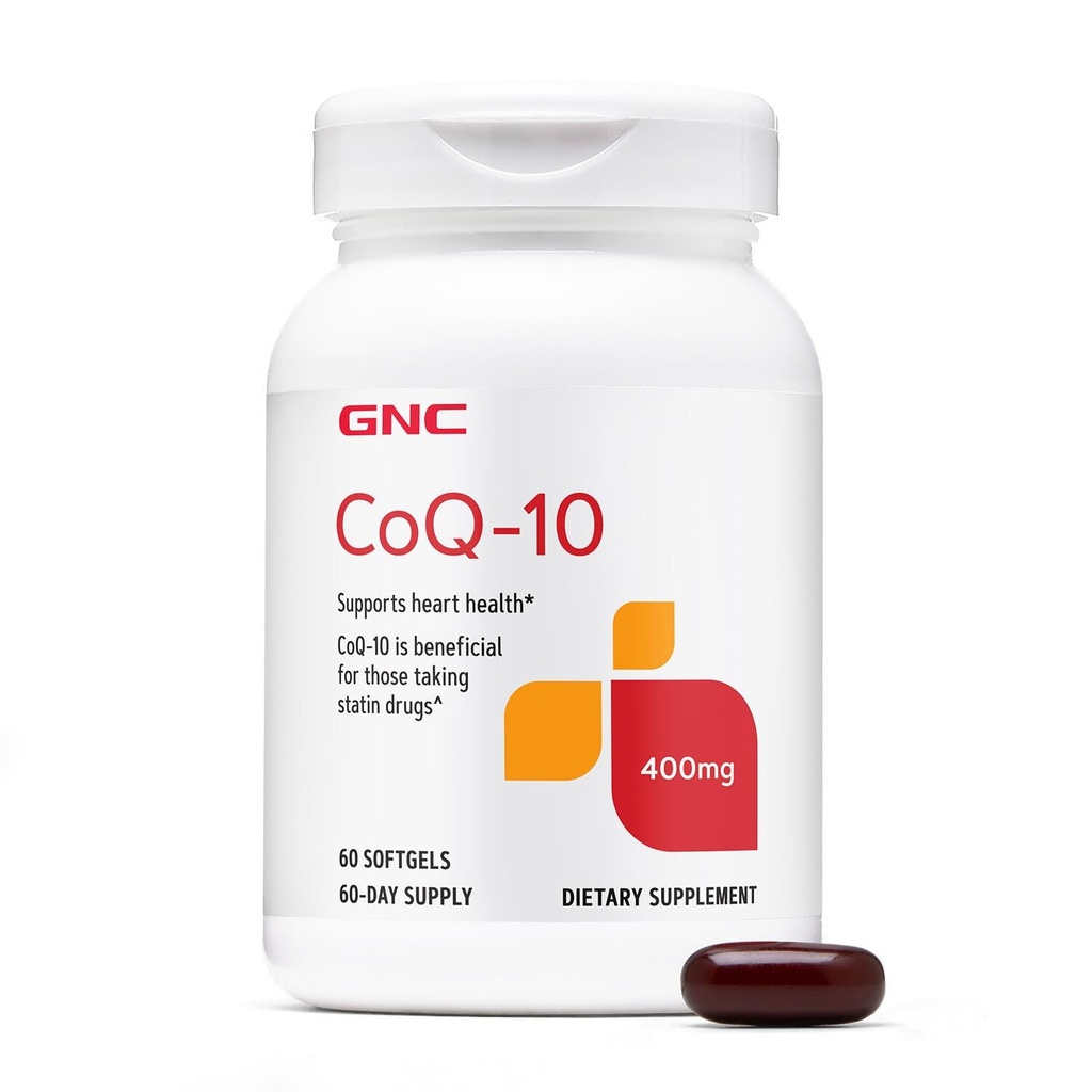 GNC CoQ-10 400mg - Καρδιακή Υγεία & Κυτταρική Ενέργεια Υποστήριξη Συμπλήρωμα Διατροφής - Αντιοξειδωτικό για Υγιές Καρδιαγγειακό Σύστημα - Εύκολο στην κατάποση Softgels - Χωρίς γλουτένη - 60 Count (60 Servings)