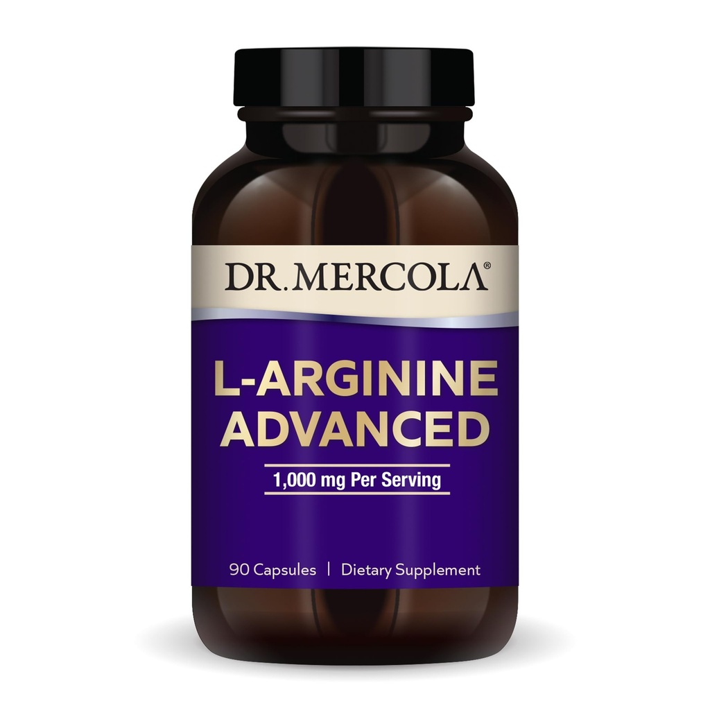 Dr. Mercola L-αργινίνη Advanced, 30 Υπηρεσίες (90 Κάψουλες), 1.000 mg ανά υπηρεσία, συμπλήρωμα διατροφής, υποστηρίζει την παραγωγή ενέργειας, μη ΓΤΟ